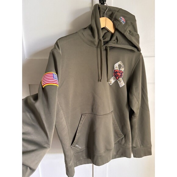 Mens Nike Therma-Fit Salute to Service Chicago Bears Hoodie Sweatshirt USA Sz M - Picture 1 of 9